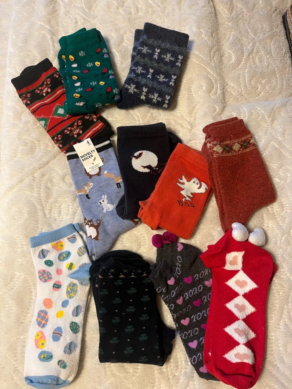 Assorted Novelty Crew Socks - Holiday & Fun Prints